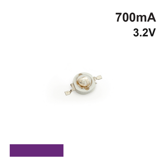 3 Watt SMD LED 700mA 30-40Lm, Violet 395-400nm, 3.2V