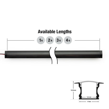15mm Deep Dot-Free Recessed Black Aluminum Linear LED Light 12V - RF1B - GekPower