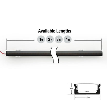 Low Profile Black Aluminum Linear LED Light for under cabinet 12V - S5B