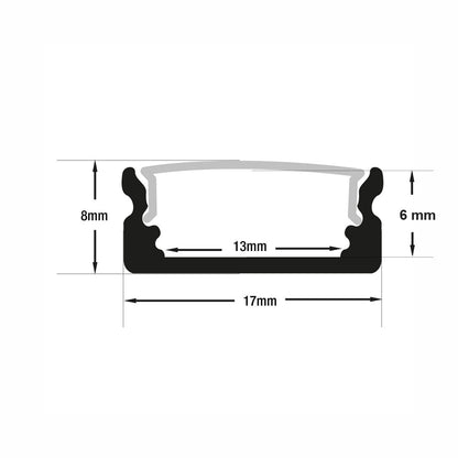 Low Profile Linear Aluminum LED Channel Black for LED Strips 2Meters(6.5ft) VBD-CH-S5B-2