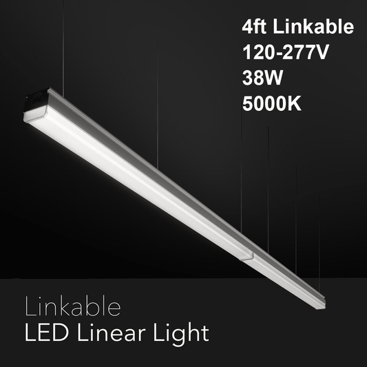 4ft Linkable LED Linear Pendent/Surface Light, 120-277V 38W 5000K(Daylight)