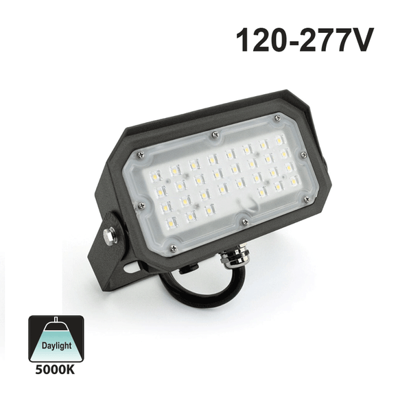 LED Outdoor Flood Light Dimmable, 120-277V 30W 5000K(Daylight)