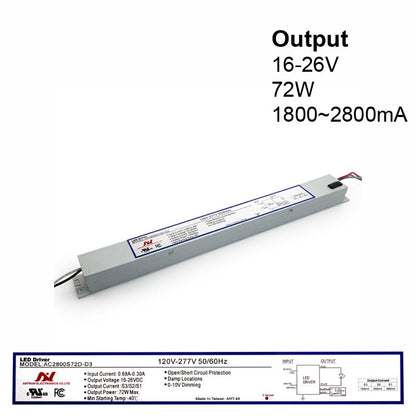 ANTRON AC2800S72D-D3 Constant Current with Selectable Current 1800-2500-2800mA 16-26V 72W