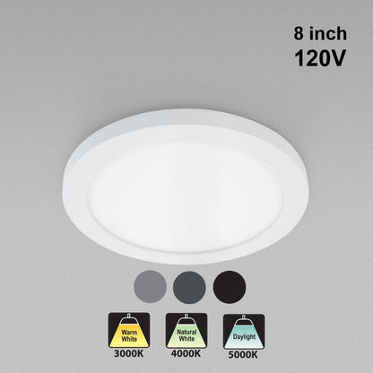 8 inch Round Dimmable Recessed LED Downlight / Ceiling Light , 120V 18W 3CCT(3K, 4K, 5K), gekpower