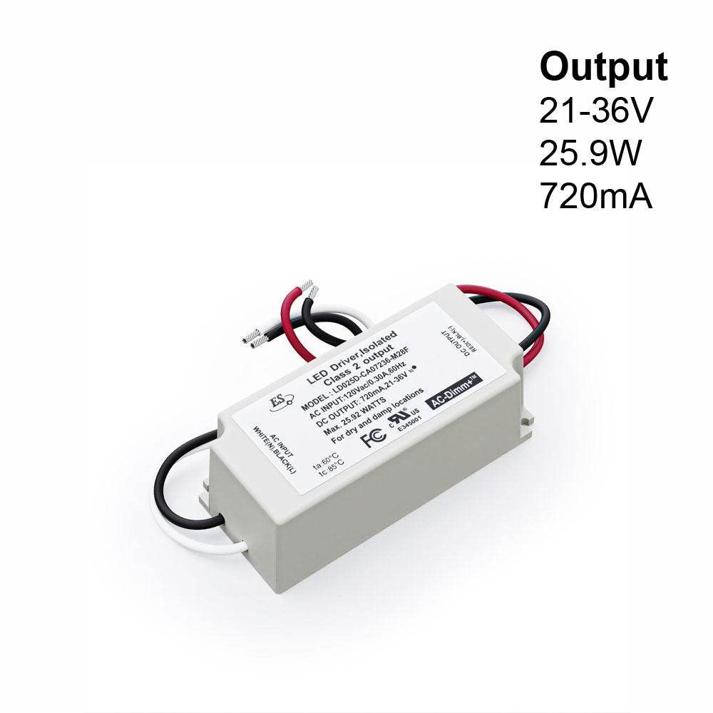 ES Constant Current LED Driver 720mA 21-36V 26W LD025D-CA07236-M28F