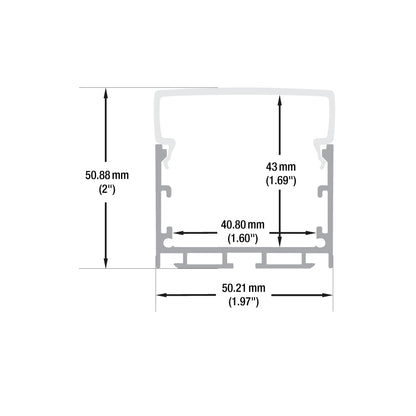 Square Diffuser Linear Aluminum LED Channel for LED Strips 2Meter(6.5ft) VBD-CH-S1-2