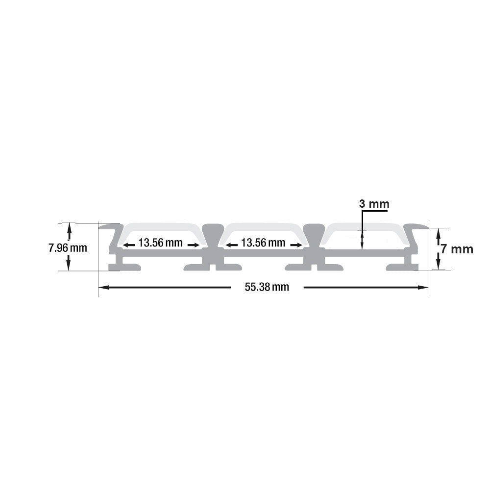 3 Linear Aluminum LED Channel for LED Strips 2Meters(6.5ft) VBD-CH-S3-2