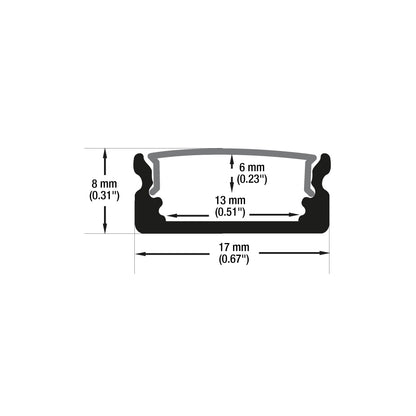 Low Profile Linear Aluminum LED Channel Black for LED Strips 2Meters(6.5ft) VBD-CH-S5B-2