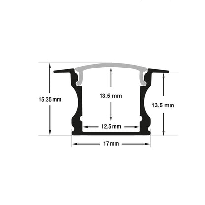 Deep Recessed Linear Aluminum LED Channel Black for LED Strips 2Meters(6.5ft) VBD-CH-RF1B-2