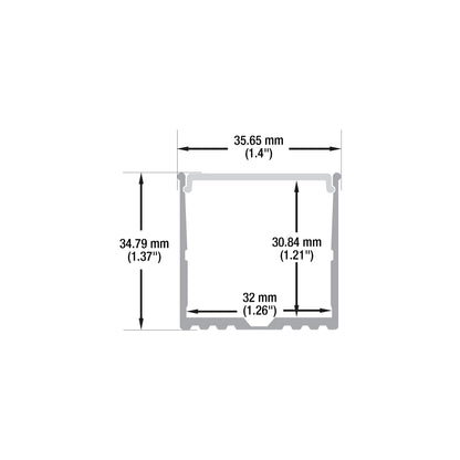 Diffuser Linear Aluminum LED Channel for LED Strips 2Meters(6.5ft) VBD-CH-RF5-2