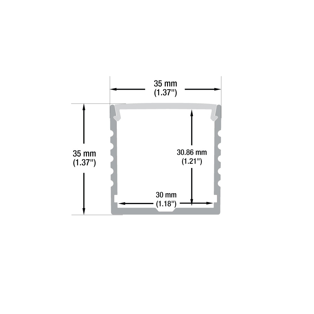 Diffuser Linear Aluminum LED Channel for LED Strips 2Meters(6.5ft) VBD-CH-RF5-2