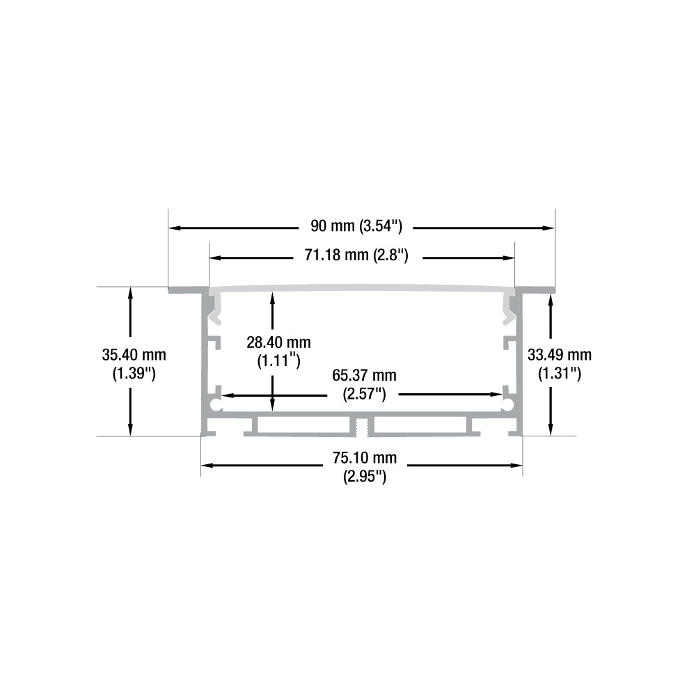 Linear Aluminum LED Channel for LED Strips 2Meters(6.5ft) VBD-CH-RF7-2