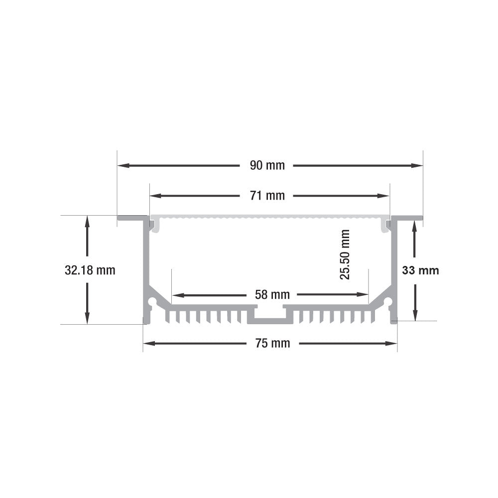 Linear Aluminum LED Channel for LED Strips 2Meters(6.5ft) VBD-CH-RF7-2