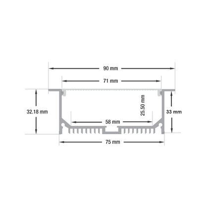 Linear Aluminum LED Channel for LED Strips 2Meters(6.5ft) VBD-CH-RF7-2