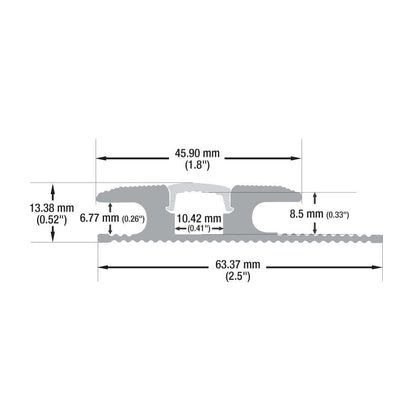 Multi Floor Transition Aluminum LED Channel for LED Strips 2Meters(6.5ft) VBD-CH-W3-2 (Walkway/Floor)