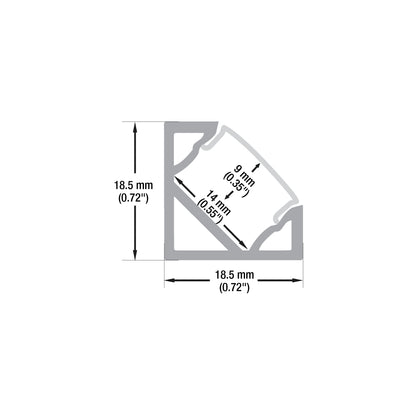 Corner Mount Linear Aluminum LED Channel for LED Strips 2Meters(6.5ft) VBD-CH-C2-2