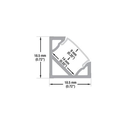 Corner Mount Linear Aluminum LED Channel for LED Strips 2Meters(6.5ft) VBD-CH-C2-2