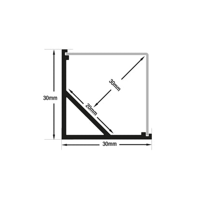 Corner Mount Square Linear Aluminum LED Channel for LED Strips 1Meter(3.2ft) VBD-CH-C4B, Gekpower