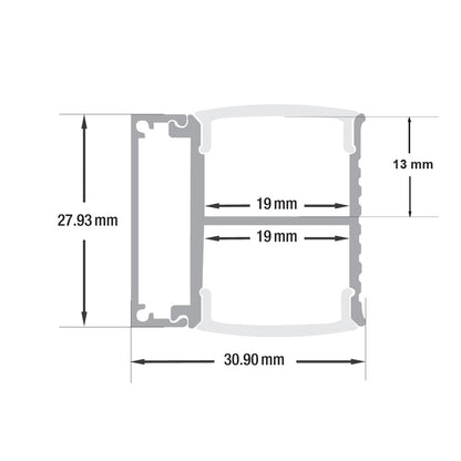 Up-Down Linear Wall Mount Aluminum LED Channel for LED Strips 2Meters(6.5ft) VBD-CH-WC2-2