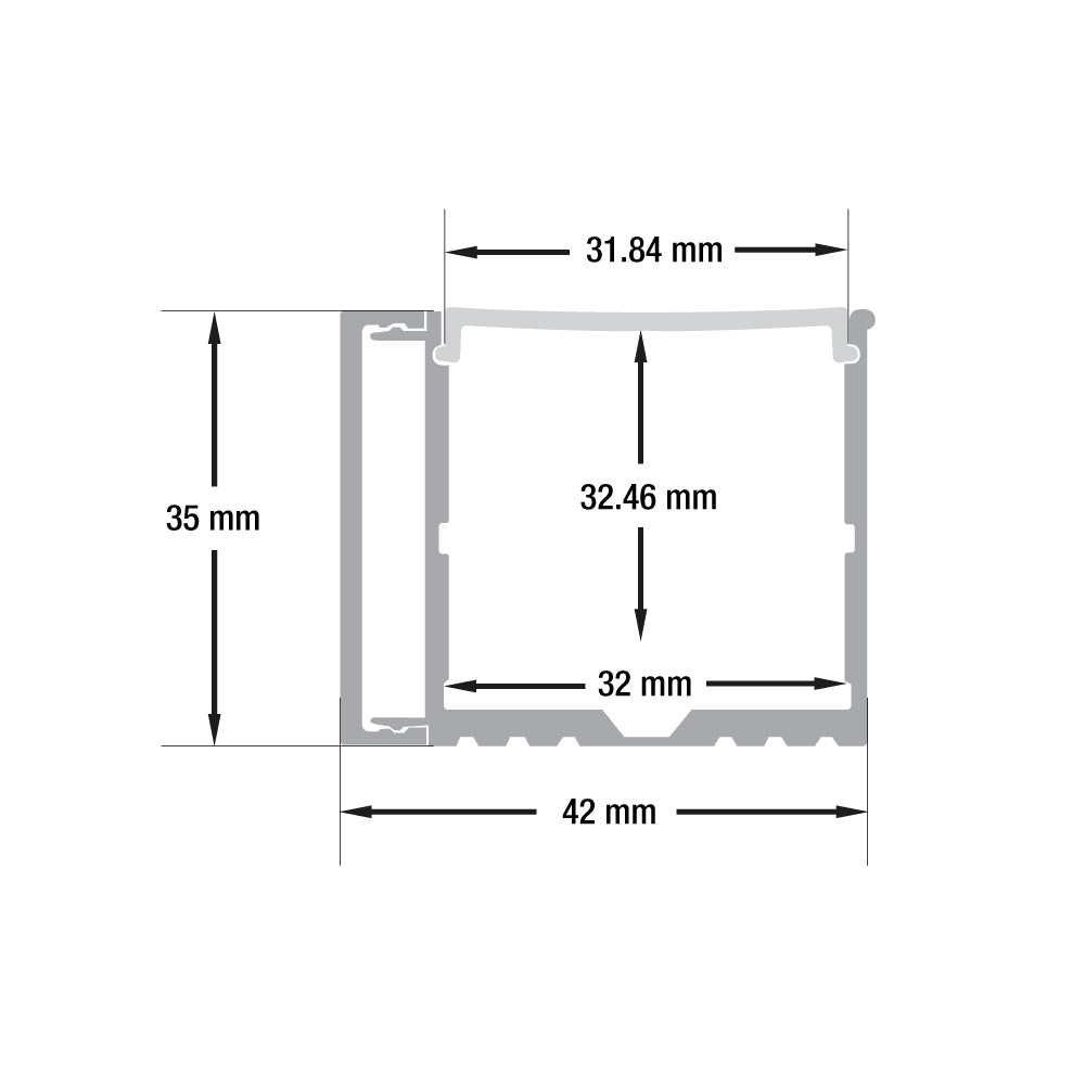 Side-Mount Aluminum Channel for LED Strips 1Meter(3.2ft) VBD-CH-WC3 - GekPower