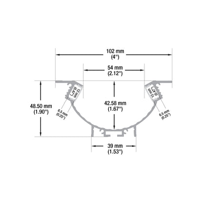 Diffuser Linear Aluminum LED Channel for LED Strips 2Meters(6.5ft) VBD-CH-WC5-2