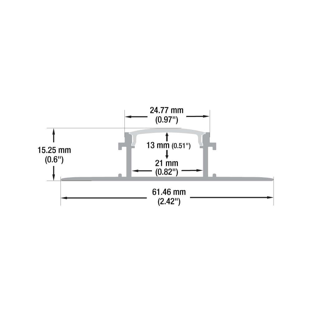 Drywall(Plaster-In) Linear Aluminum LED Channel for LED Strips 2Meters(6.5ft) VBD-CH-D1-2