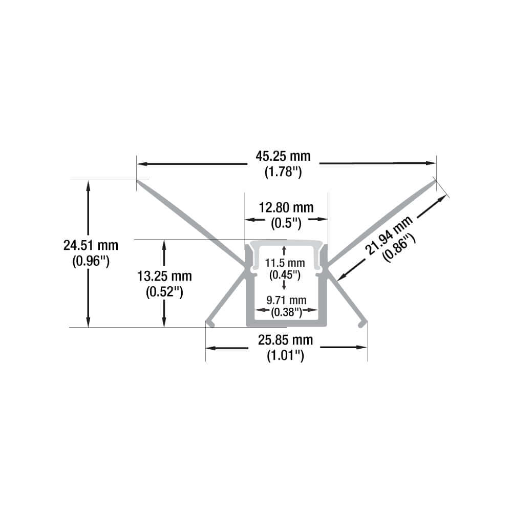 Drywall(Plaster-In) Linear Aluminum LED Channel for LED Strips 2Meters(6.5ft) VBD-CH-D2-2