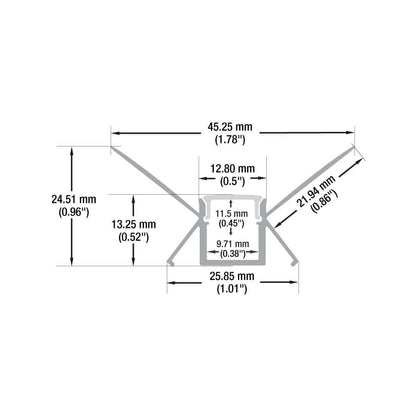 Drywall(Plaster-In) Linear Aluminum LED Channel for LED Strips 2Meters(6.5ft) VBD-CH-D2-2