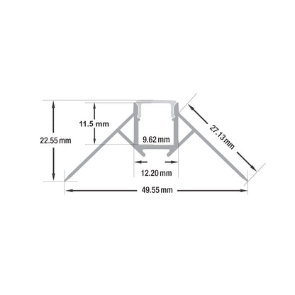 Drywall(Plaster-In) Linear Aluminum LED Channel for LED Strips 2Meters(6.5ft) VBD-CH-D3-2