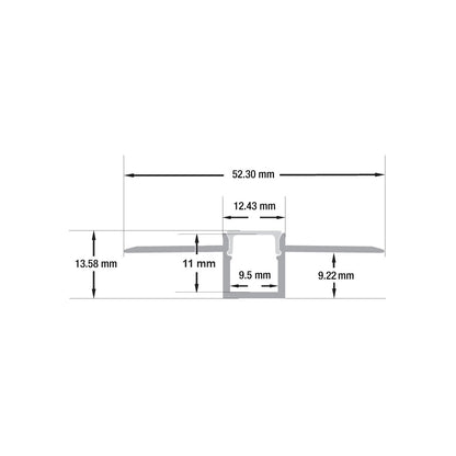 Drywall(Plaster-In) Deep Recessed (12.5mm) Aluminum LED Channel for LED Strips 2Meters(6.5ft) VBD-CH-D6-2