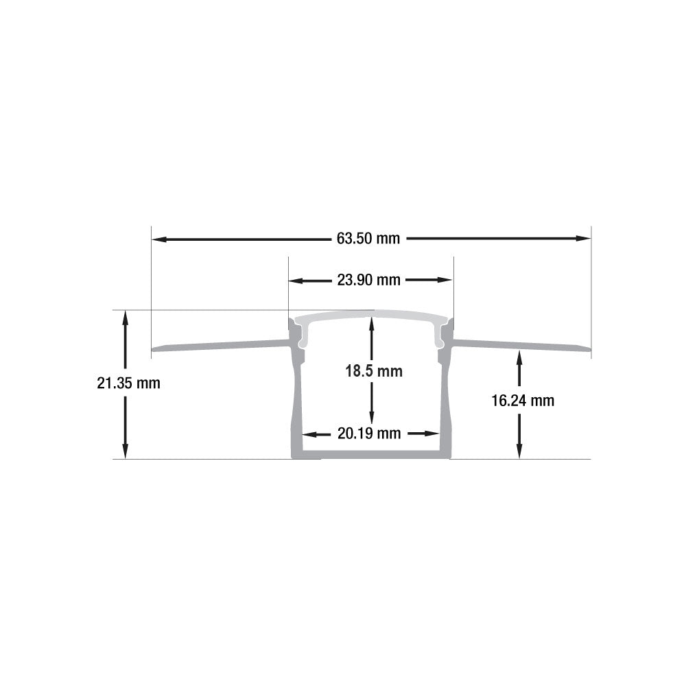 Drywall(Plaster-In) Deep Recessed (24mm) Aluminum LED Channel for LED Strips 2Meters(6.5ft) VBD-CH-D8-2