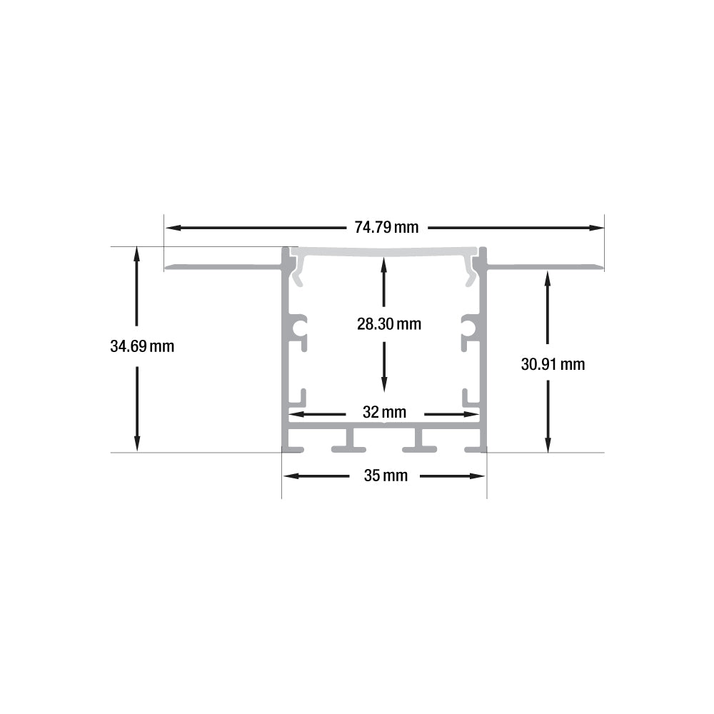 Drywall(Plaster-In) Deep Recessed (35mm) Aluminum LED Channel for LED Strips 2Meter(6.5ft) VBD-CH-D9-2