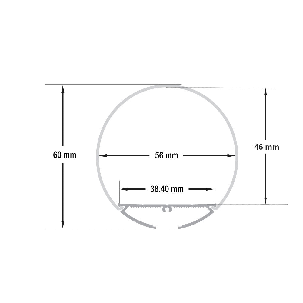 Round 60mm(2.36in) Diameter Diffuser Linear LED Channel 2Meters(6.5ft) VBD-CH-R3-2