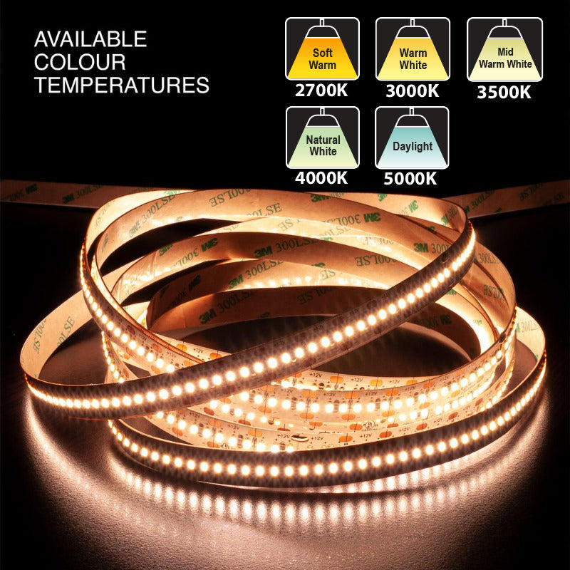 5M(16.4ft) Indoor LED Strip Light 3014, 12V 7(w/ft) 727-873(Lm/ft) 240(LEDs/m) CCT(2.7K, 3K, 3.5K, 4K, 5K ), gekpower