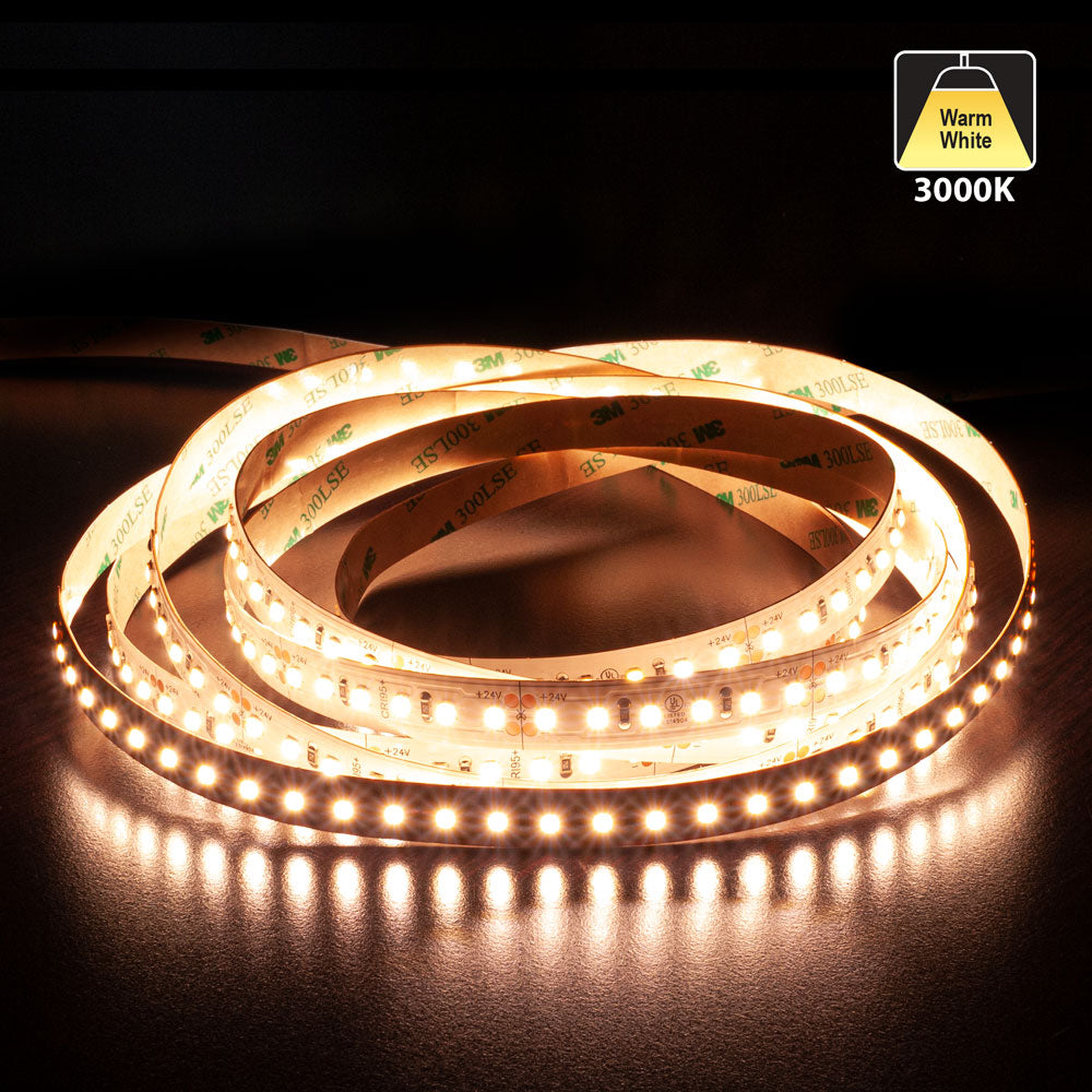 5M(16.4ft) Indoor LED Strip 2835, 24V 5.5(w/ft) 727-800(Lm/ft) 120(LEDs/m) CCT(3K, 4K, 5K) - GekPower