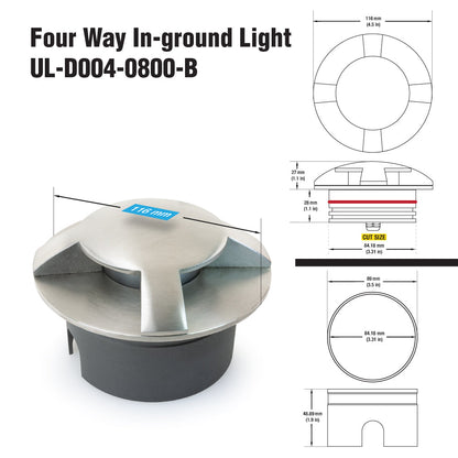 4.5 inch Round Recessed Four way Inground light