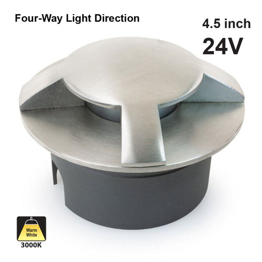 UL-D004-0800-B 4.5 inch Round Recessed Four way Inground light, 24V 8W, gekpower