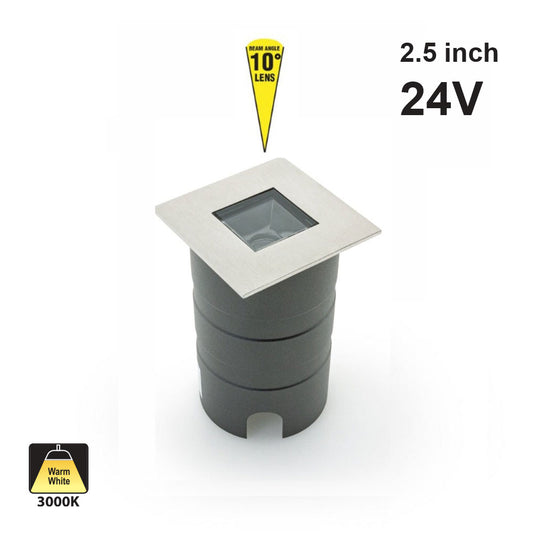 Outdoor Square Inground light 10° lens, 24V 5W 3000K(Warm White)