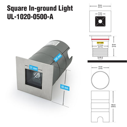 Outdoor Square Inground light 12° Reflector, 24V 5W 3000K(Warm White)