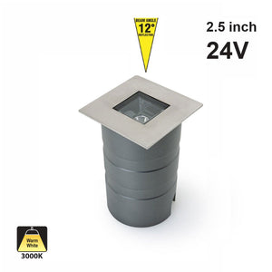 UL-1020-0500-A 2.5 Inch Square Inground light, 24V 5W 12° Reflector, gekpower
