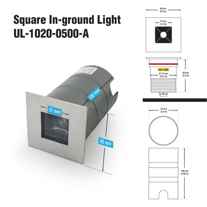 Outdoor Square Inground light, 24V 5W 3000K(Warm White)