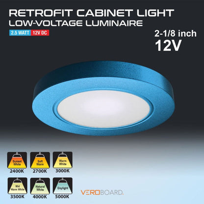 Round LED Cabinet Puck Light 12V 2.5W Blue VBUN-R25-12V, gekpower