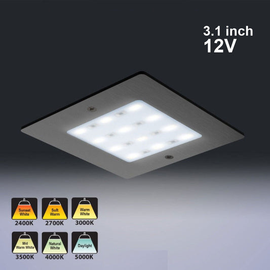 VBUN-S50-12V-Black Square Ultrathin Cabinet Lights, 12V 5W CCT(2.4K, 2.7K, 3K, 3.5K, 4K, 5K)