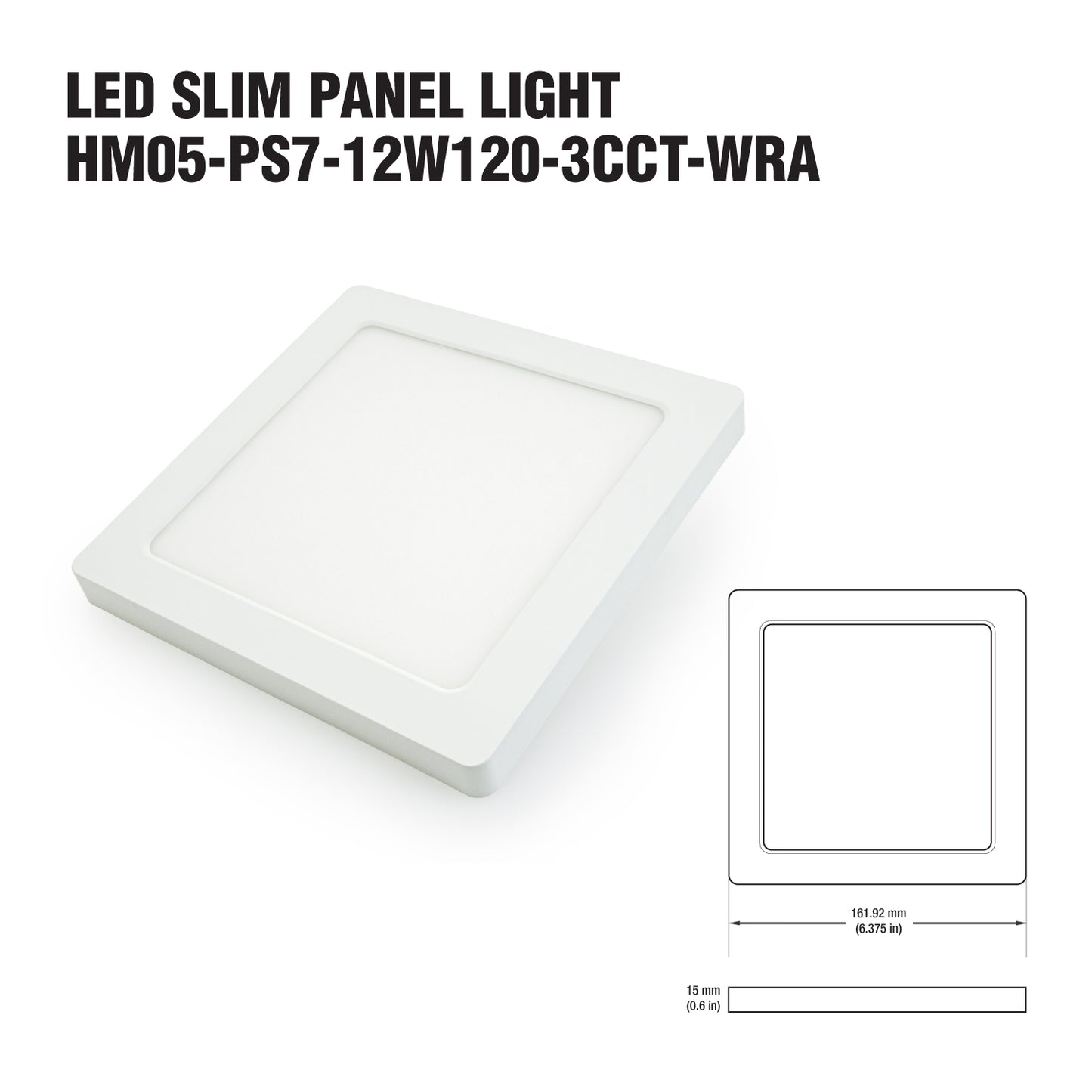 7 inch Square Surface Mount Downlight With Selectable Color Temperature (3CCT) 12W 120V, gekpower