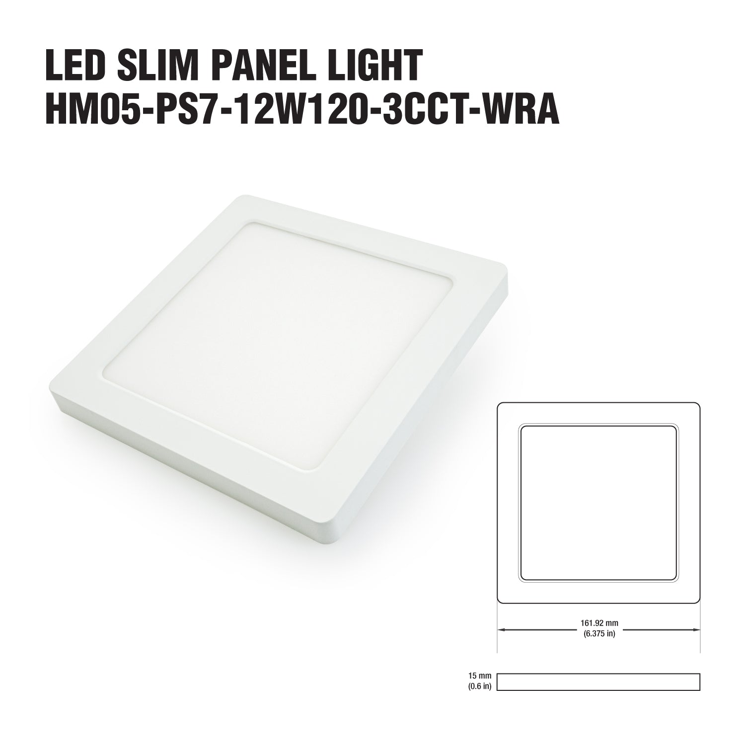 7 inch Square Surface Mount Downlight With Selectable Color Temperature (3CCT) 12W 120V, gekpower