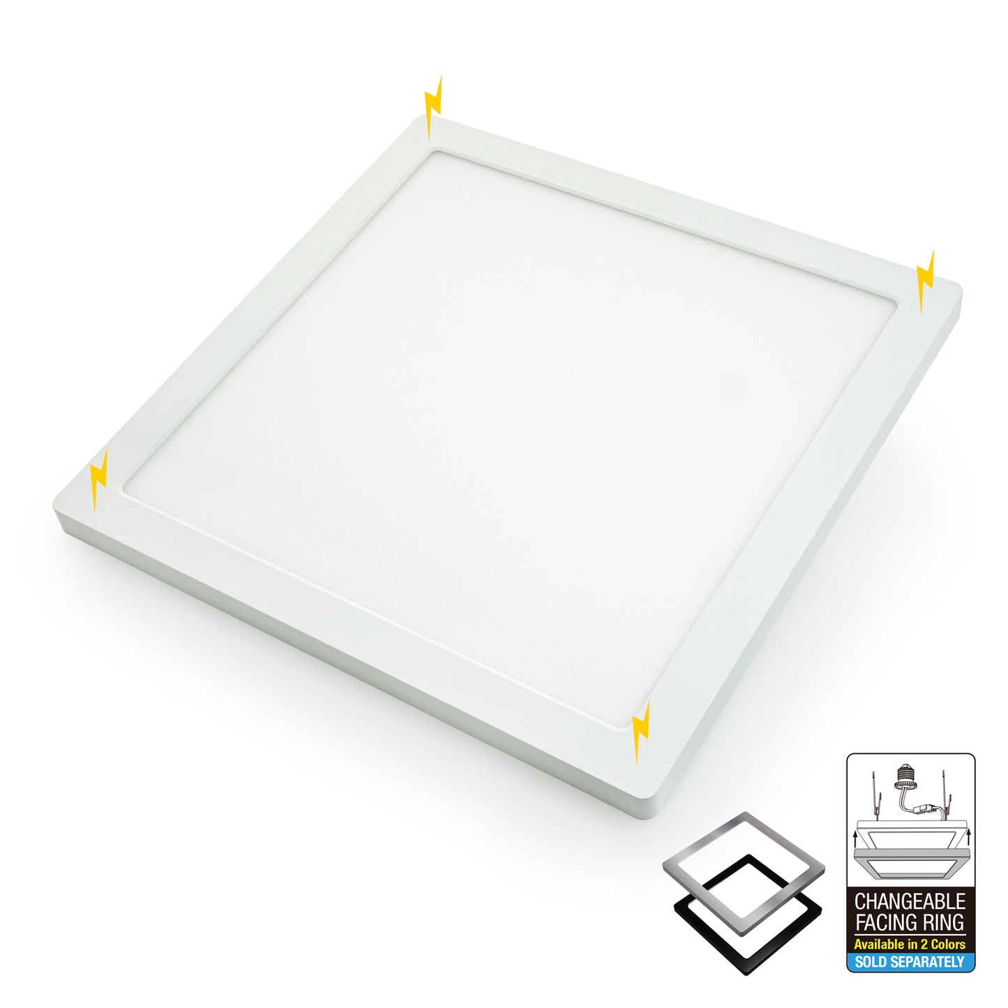 12 inch Square Dimmable Recessed LED Downlight / Ceiling Light , 120V 24W 3CCT(3K, 4K, 5K), gekpower