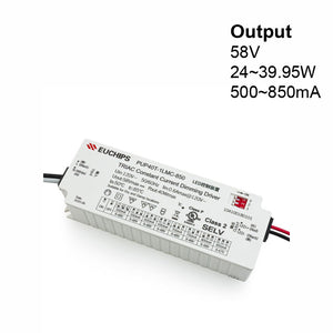 EUCHIPS Constant Current Driver PUP40T-1LMC-850 Selectable, 120V 500 to 850MA - GekPower