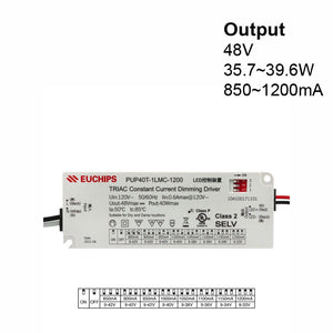 Constant Current Driver PUP40T-1LMC-1200 Selectable, 120VAC 850 to 1200mA - GekPower