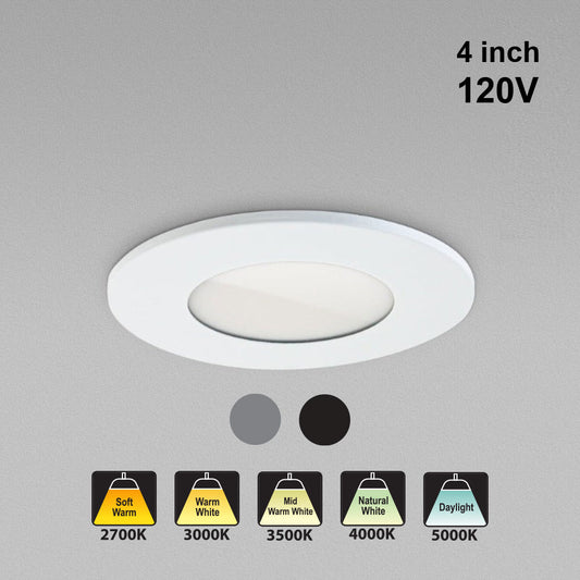 4 inch Round Recessed LED Downlight / Ceiling Light LED-S8W-5CCTWH-MT, (5CCT) 120V 8W , Gekpower