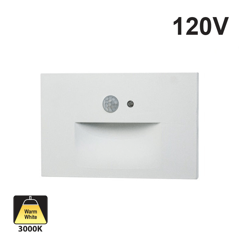 LSD033KWH LED Step Light/ Pathway Light with PIR Motion Sensor and Dusk to Dawn Photocell Horizontal, 120V 3W, gekpower